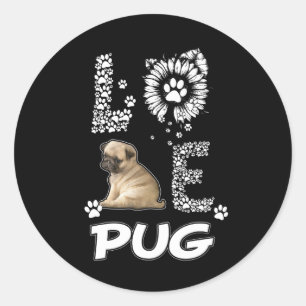 Sticker Rond Carlin chien Flower Lover