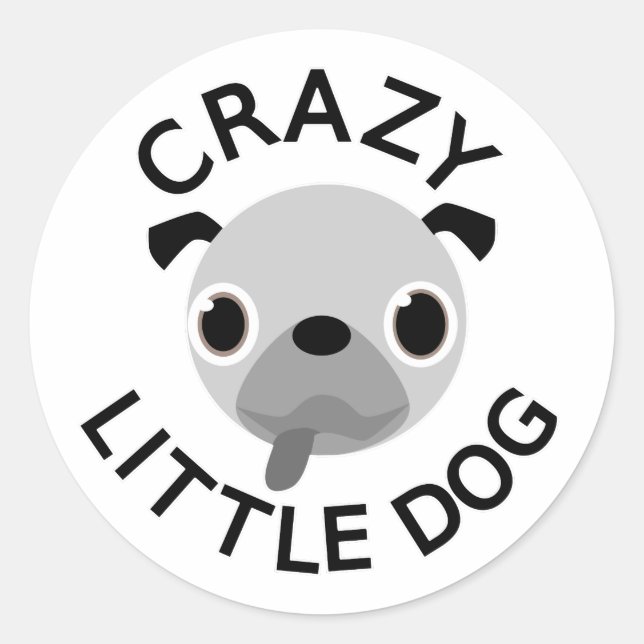 Sticker Rond Carlin fou petit chien (Devant)