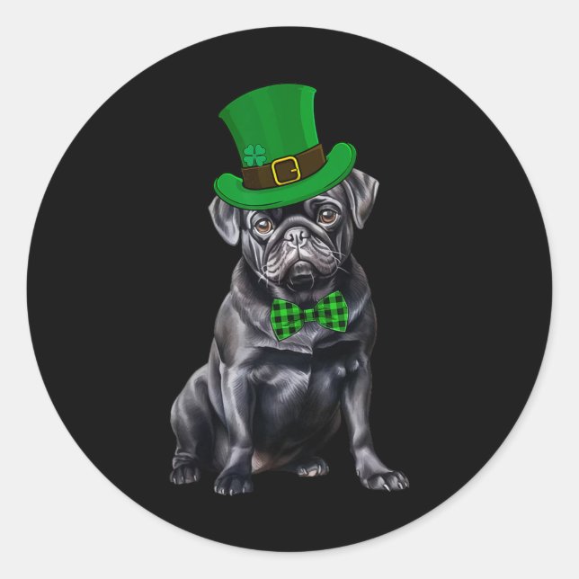 Sticker Rond Carlin noir Patricks Jour Casquette Funny Jour de  (Devant)