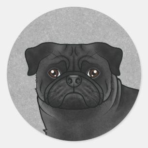 Sticker Rond Carlin noir visage gros-up dessin de dessin