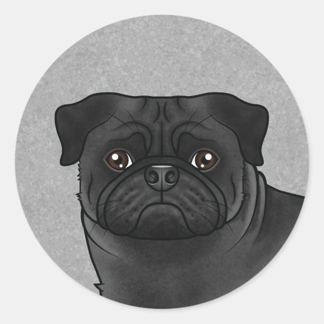 Sticker Rond Carlin noir visage gros-up dessin de dessin (Devant)