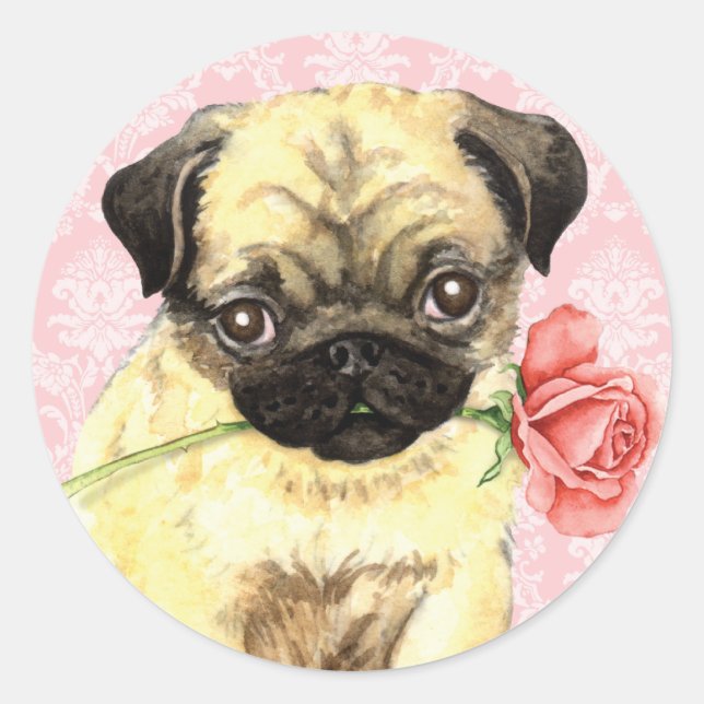 Sticker Rond Carlin Rose Valentine (Devant)