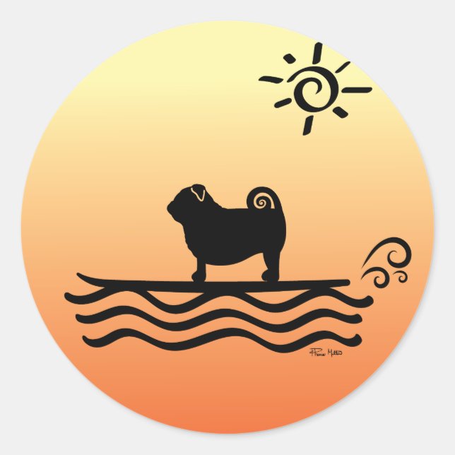 Sticker rond carlin Surf classique (Devant)