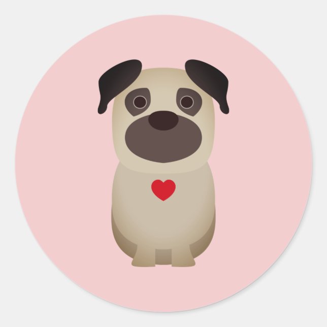 Sticker Rond Carlins & Baisers, Chien de Carlin Valentine, Sain (Devant)