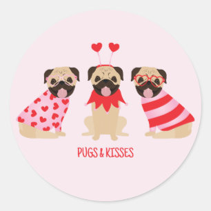 Sticker Rond Carlins Et Baisers De Bons Chiens Carlins