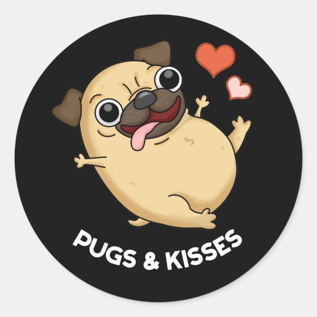 Sticker Rond Carlins Et Baisers Funny Chien Pun Dark BG (Devant)