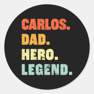 Sticker Rond Carlos Papa Hero Legend Personnalisé Nom Fa