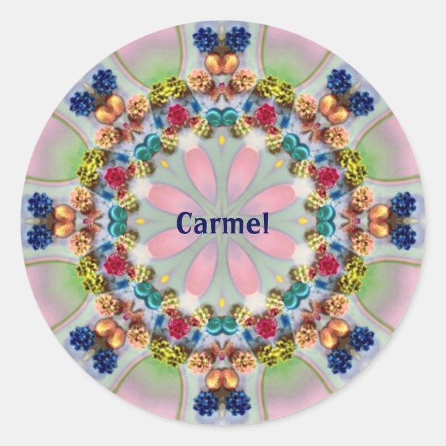 Sticker Rond CARMEL ~ WOW JOLIE 3D! Pastel Shades ~ (Devant)