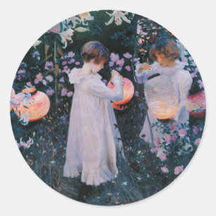Sticker Rond Carnation, Lily, Lily, Rose Par John Singer Sargen