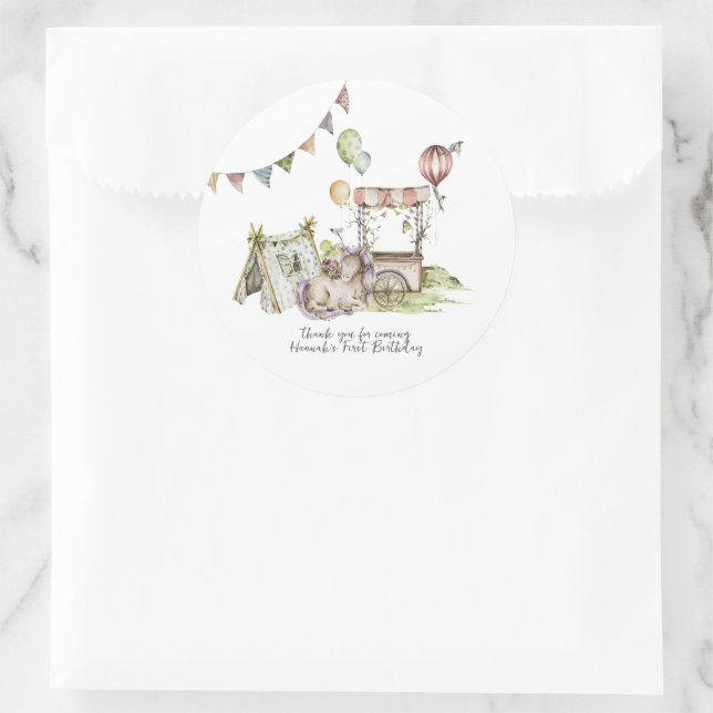 Sticker Rond Carnaval de cirque | Woodland Unicorn fête d'anniv (Sac)