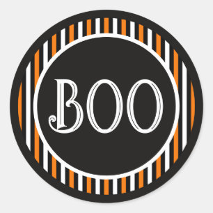 Sticker Rond Carnaval d'Halloween Magie Orange & Noir 