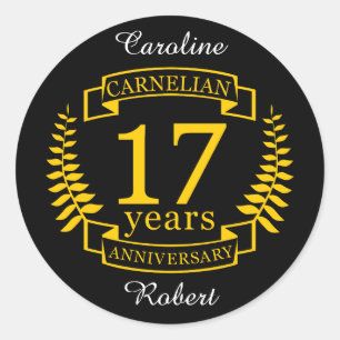 Sticker Rond Carnelian Gemstone mariage anniversaire 17 ans