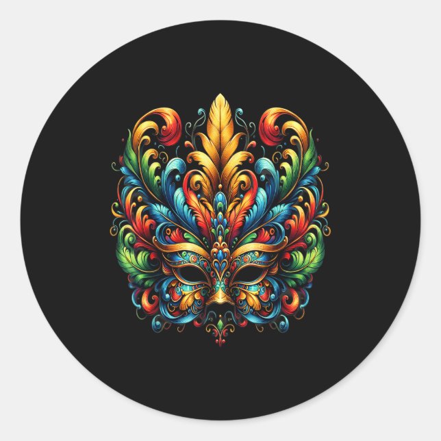 Sticker Rond Carnival Mask Brazil Rio  (Devant)