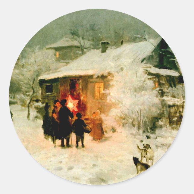 Sticker Rond Carolers ukrainiens de Noël (Devant)