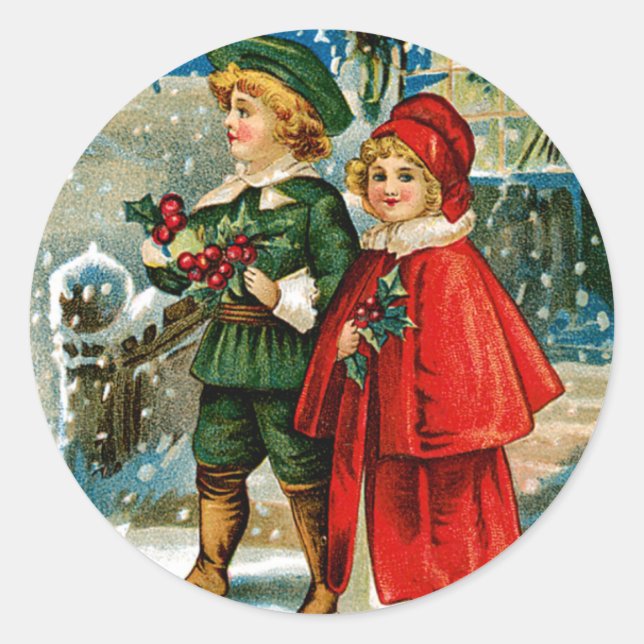 Sticker Rond Caroleurs de Noël (Devant)