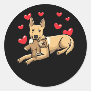 Sticker Rond Carolina Dog Dog With Stuffed Animal
