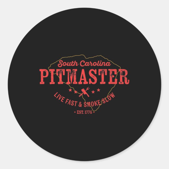 Sticker Rond Carolina Sud Barbecue Pitmaster Pour Fumer De La V (Devant)
