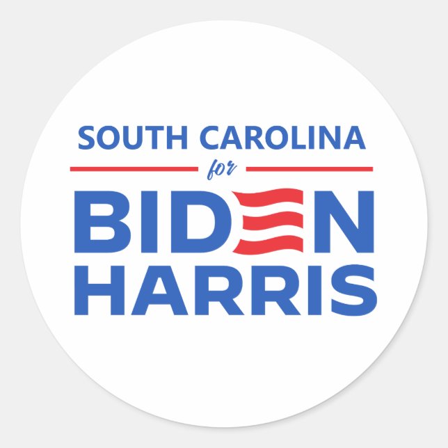 Sticker Rond Caroline du Sud pour Biden Harris (Devant)