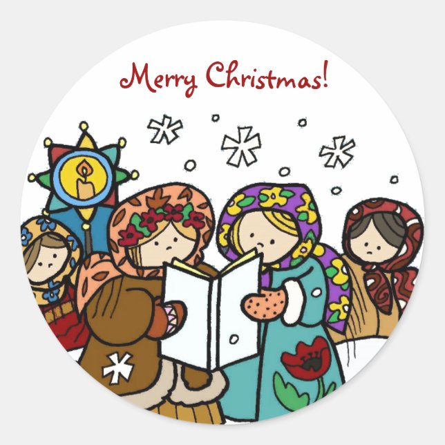 Sticker Rond Carollers de Noël ukrainiens (Devant)