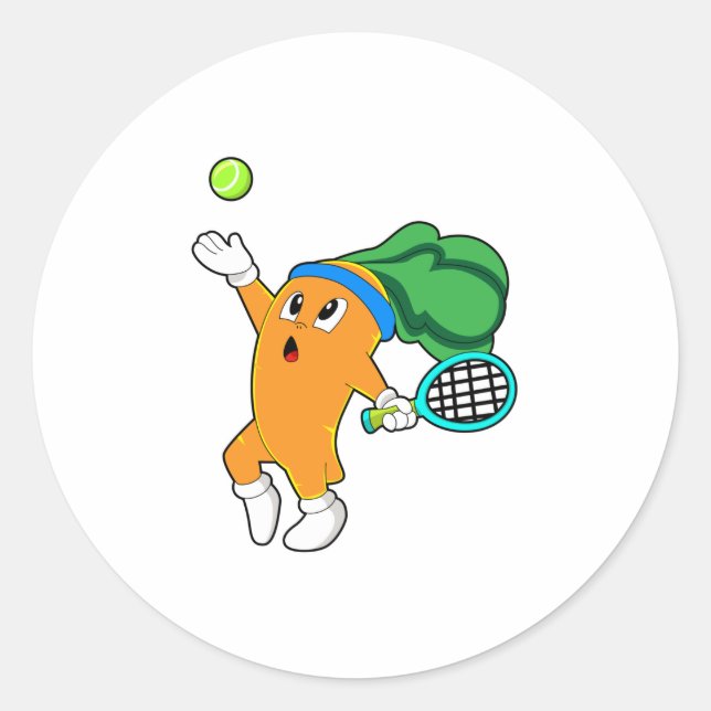 Sticker Rond Carotte au tennis avec raquette de tennis (Devant)