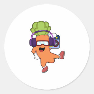 Sticker Rond Carotte dans la musique avec casque