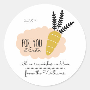 Sticker Rond Carotte de Pâques   Année personnalisée, nom