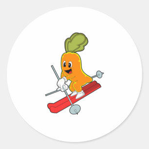 Sticker Rond Carotte en ski avec ski
