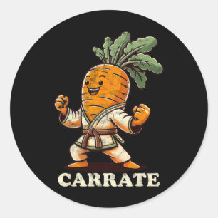 Sticker Rond Carotte karaté amusante Carotte Cartier Karate Tra