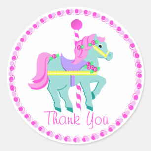 Sticker Rond Carousel rose pâle