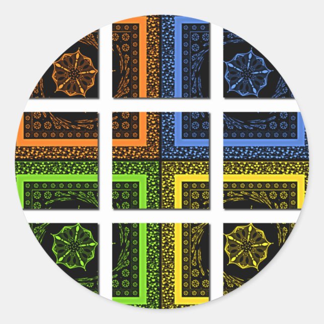 Sticker Rond Carré dans une boîte (Devant)