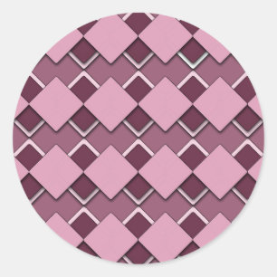 Sticker Rond Carré rose passion et Motif À damiers diamant