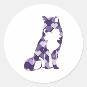 Sticker Rond Carré violet de raisin et renard diamant
