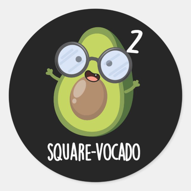 Sticker Rond Carré-vocado Drôle Avocado Pun Dark BG (Devant)