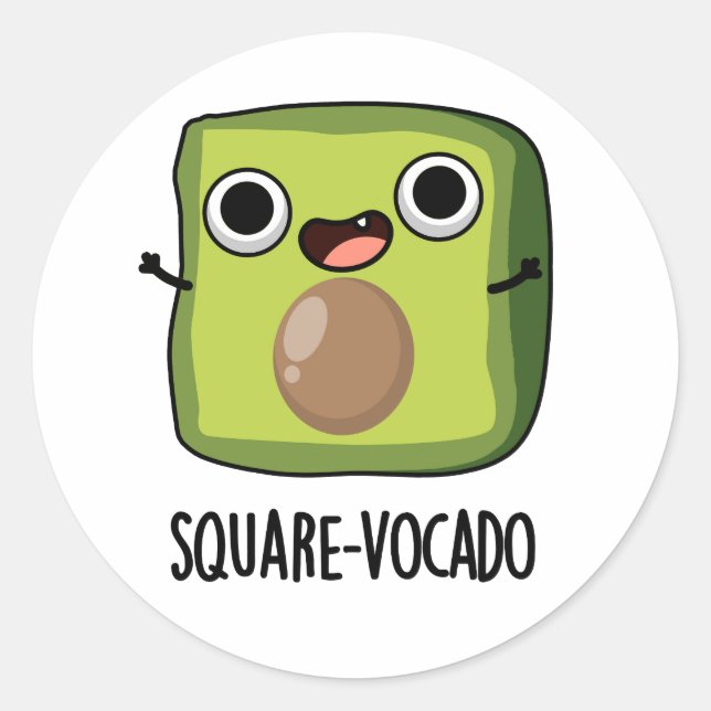 Sticker Rond Carré-vocado Funny Puns Avocado (Devant)