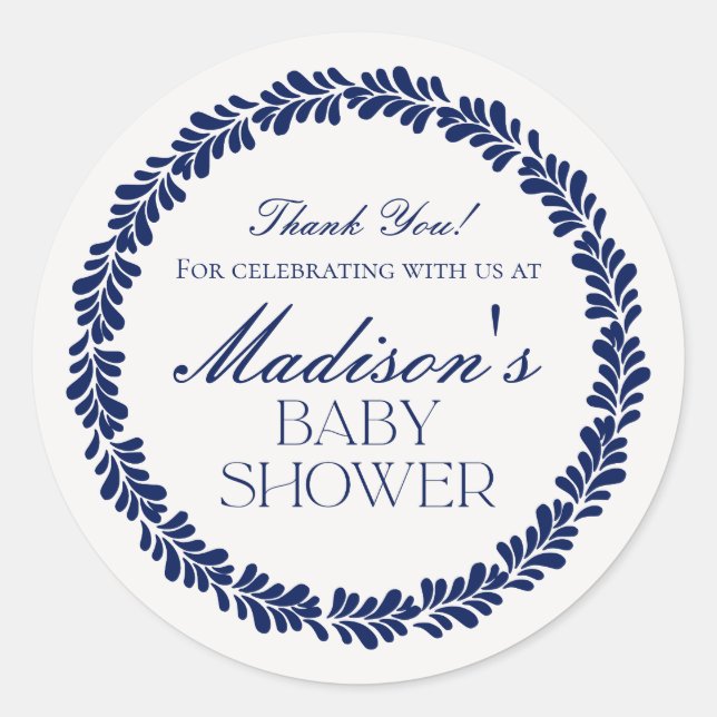 Sticker Rond Carreaux bleu Talavera Espagne Baby shower Fiesta (Devant)