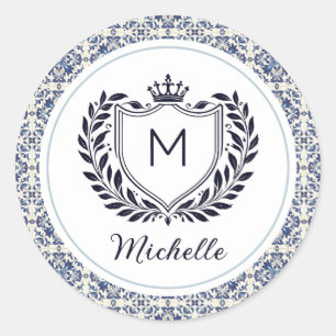 Sticker Rond Carreaux d'Azulejos portugais modernes de Monogram