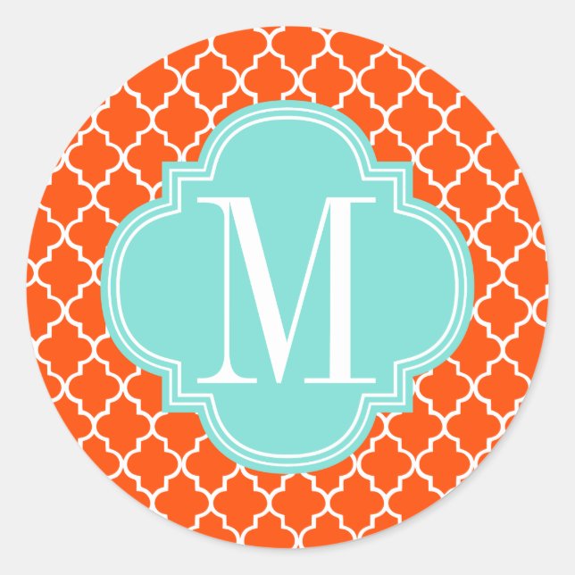 Sticker Rond Carreaux de carreaux marocains orange Personnalisé (Devant)