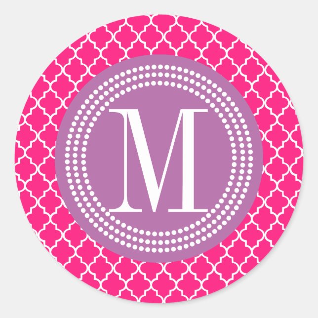 Sticker Rond Carreaux marocains roses chauds treillis Personnal (Devant)