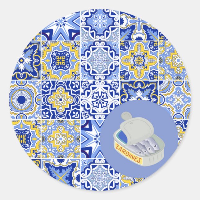 Sticker Rond Carreaux portugais et sardes (Devant)