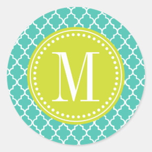 Sticker Rond Carreaux turquoise marocain treillis Personnalisé