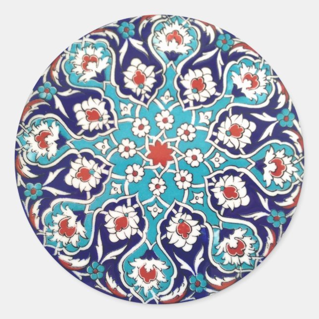 Sticker Rond Carrelage en mosaïque Turquoise (Devant)
