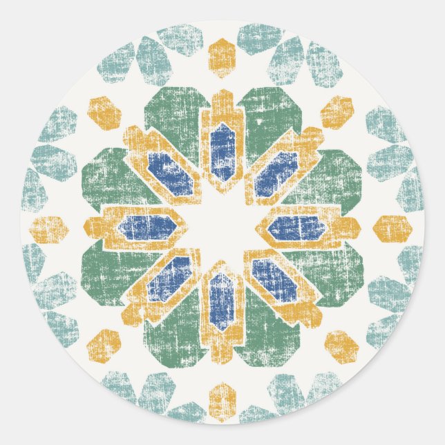 Sticker Rond Carrelage marocain - Étang (Devant)