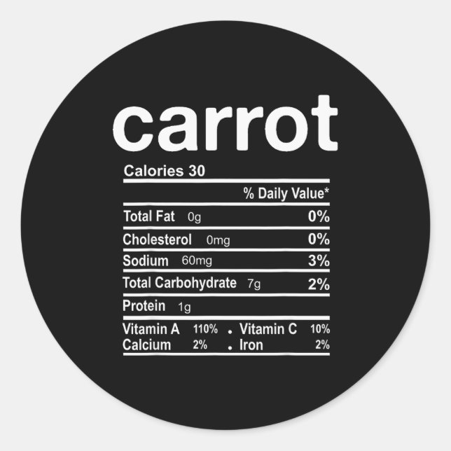 Sticker Rond Carrot Nutrition Facts Funny Thanksgiving Christma (Devant)