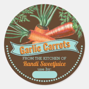 Sticker Rond Carrots personalized home canning homemade by