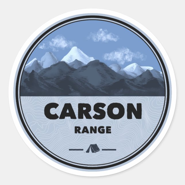 Sticker Rond Carson Range California Nevada Camping (Devant)
