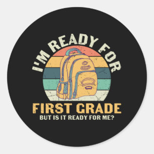 Sticker Rond Cartable Première Année Premier Jour d'École Cadea