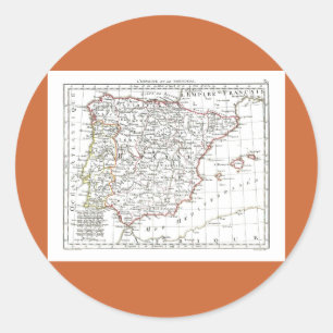Sticker Rond Carte 1806 - L'Espagne et le Portugal