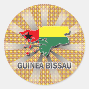 Sticker Rond Carte 2,0 de drapeau de la Guinée-Bissau