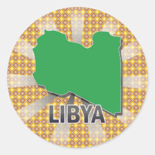 Sticker Rond Carte 2,0 de drapeau de la Libye