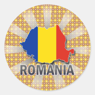 Sticker Rond Carte 2,0 de drapeau de la Roumanie